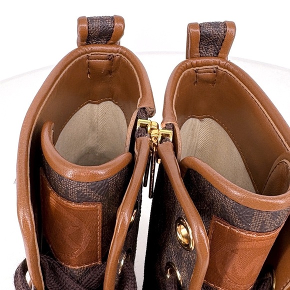 MICHAEL KORS | Corey MK Logo Combat Boots in Brown | Sz 8 - Picture 13 of 16